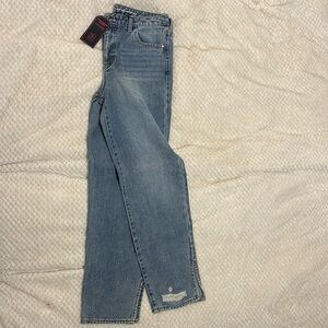 Women’s, No Boundaries size 13. Super highrise straight leg light blue jeans.